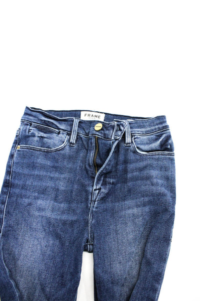 Frame Womens Cotton 5 Pocket Button Closure High-Rise Skinny Jeans Blue Size 25