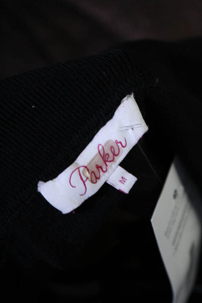 Parker Women's V-Neck 3/4 Sleeves Mini Sweater Dress Black Size M