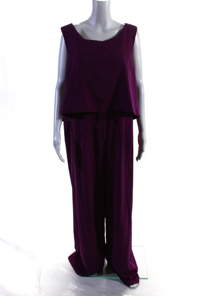 Jay Godfrey Women's Round Neck Sleeveless Jumpsuit Purple Size 22W