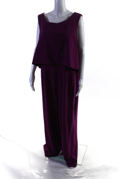 Jay Godfrey Women's Round Neck Sleeveless Jumpsuit Purple Size 22W