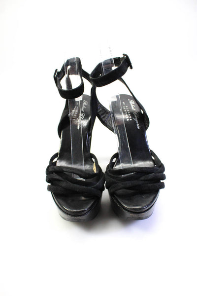 Robert Clergerie Womens Chunky Heel Ankle Strap Platform Sandals Black Size 8