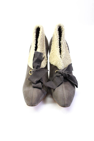 Viktor & Rolf Womens Sherpa Lined Lace Up Stiletto Booties Taupe Nubuck 39.5 9.5