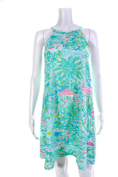 Lilly Pulitzer Womens Sleeveless Resort Printed Dress Blue Multi Cotton Size XS