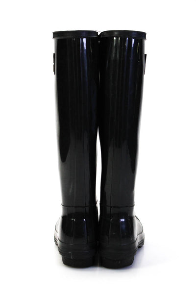 Love Moschino Womens Round Toe Pull On Knee High Rainboots Black Size 38 8