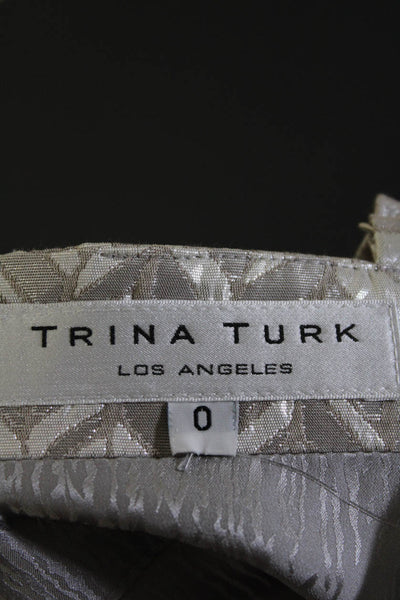 Trina Turk Womens Silk Metallic Sweetheart Neckline Tank Top Blouse Gray Size 0