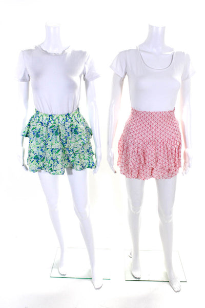 BB Dakota Amour Vert Womens Geometric Print Ruched Mini Skirt Pink Size XS Lot 2