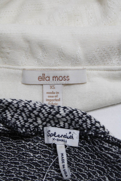 Splendid Ella Moss Womens Knit Lace Up Long Sleeve Top Black Size XS Lot 2