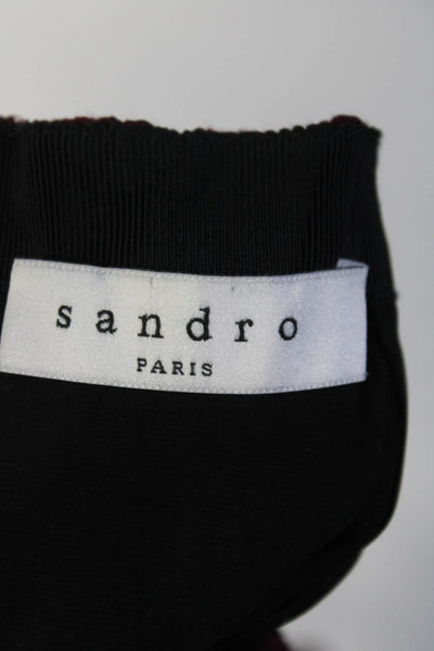 Sandro Paris Women's Lace Mid Length Pencil Skirt Maroon Size 2