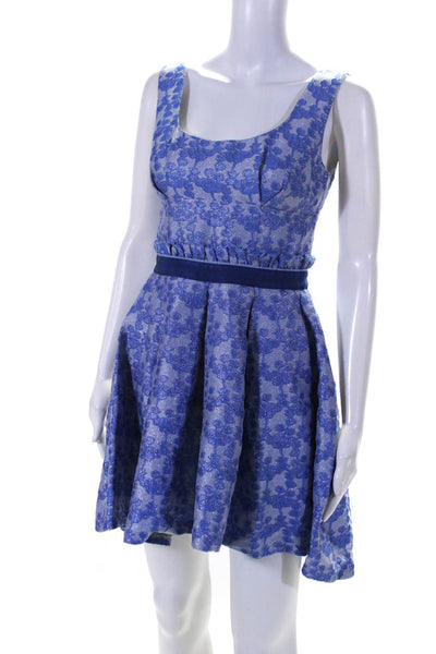 Christian Pellizzari Women's Scoop Neck A Line Mini Dress Blue Size 42