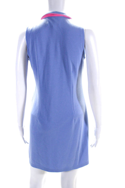 STS Women's Sleeveless V-Neck Contrast Trim Shift Dress Blue Size S