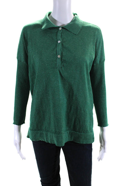 Tuckernuck Women's Long Sleeve Collared Button Up Shirt Green Size XS/S