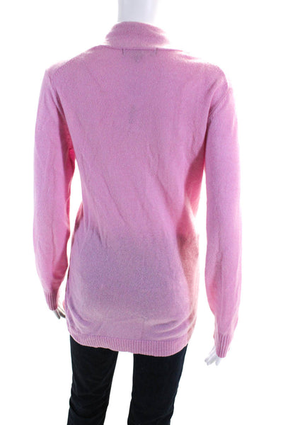 Marled Womens Cashmere Open Front Longline Cardigan Sweater Pink Size S