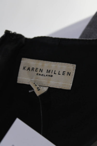Karen Millen Womens Back Zip Sleeveless Scoop Neck Sheath Dress Gray Size 8