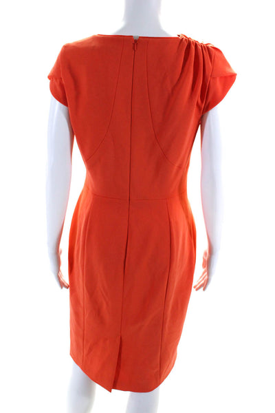 Karen Millen Womens Back Zip Short Sleeve V Neck Sheath Dress Orange Size 8