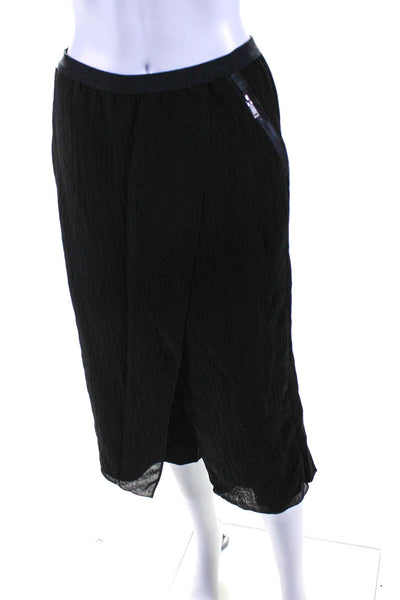 Elie Tahari Womens Black Crepe Tulip High Rise Crop Wide Leg Pants Size 8