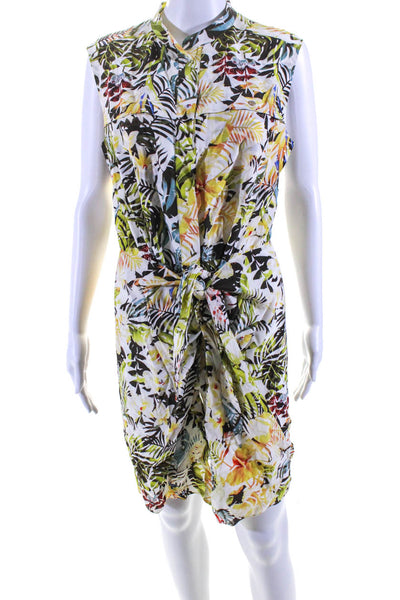 Magaschoni Womens Multicolor Silk Floral Print Sleeveless Shift Dress Size 10
