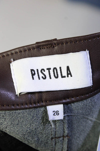 Pistola Womens Vegan Leather Zip Fly High-Rise Straight Leg Pants Brown Size 26
