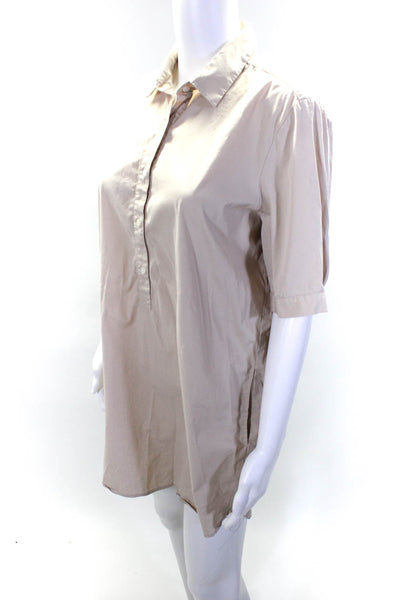 J. Mclaughlin Women's Short Sleeve Button Front Shirt Dress Beige Size L