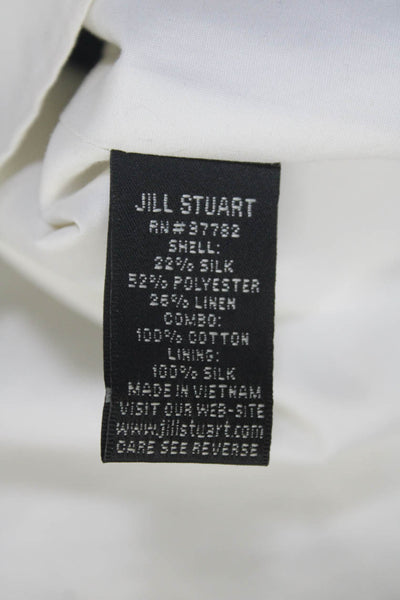 Jill Stuart Collection Womens Back Zip Boat Neck Layered Top Navy White Size 6