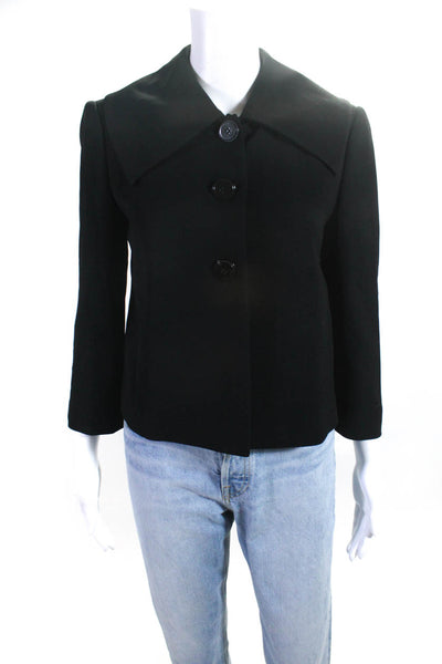 Calvin Klein Womens Solid Black Collar Long Sleeve Coat Jacket Size 4