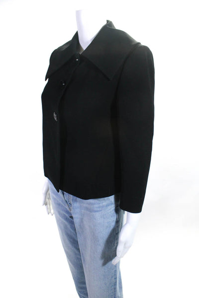 Calvin Klein Womens Solid Black Collar Long Sleeve Coat Jacket Size 4