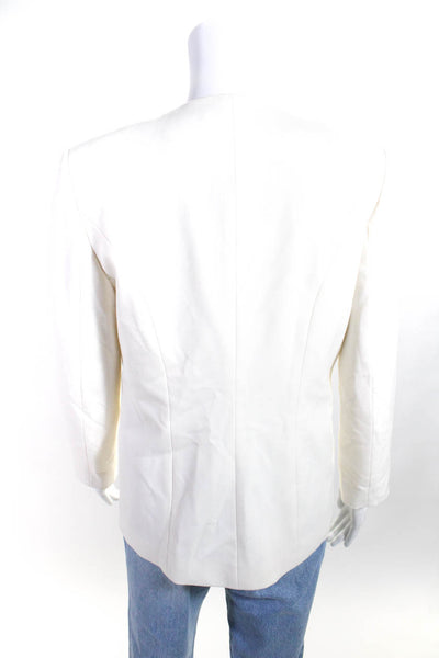 Calvin Klein Womens Ivory Black One Button Long Sleeve Blazer Jacket Size 4