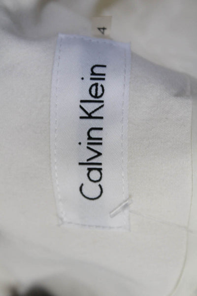 Calvin Klein Womens Ivory Black One Button Long Sleeve Blazer Jacket Size 4