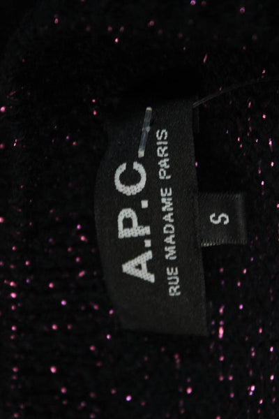 APC Womens Navy Metallic Detail Crew Neck Wool Pullover Sweater Top Size S