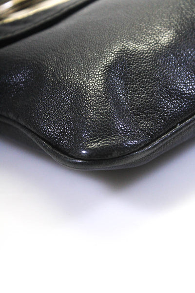 Michael Kors Womens Leather Chain Link Strap Small Crossbody Handbag Black