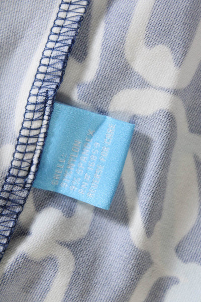 J. Mclaughlin Womens 3/4 Sleeve V Neck Chain Print Dress Blue Whiter Size Medium