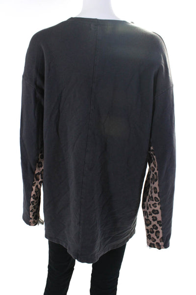 MONROW Womens Paneled Leopard Maternity Sweatshirt Size 4 13348397