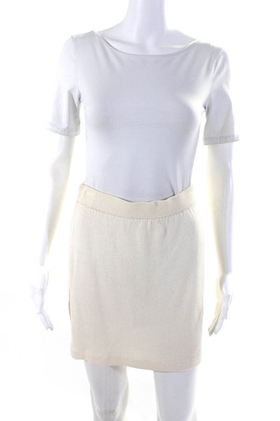 St. John Basics Womens White Santana Knit Knee Length Pencil Skirt Size 4