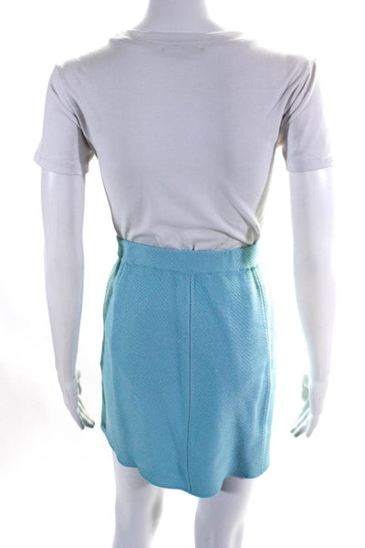 St. John Collection Womens Knit Herringbone Elastic Waist Mini Skirt Blue Size 2