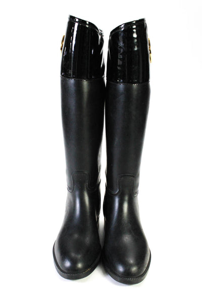 Tory Burch Womens Black Embellished Knee High Rubber Rain Boots Shoes Size 6