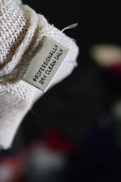 St. John Womens Sleeveless Mock Neck Santana Knit Top Beige Wool Size Small