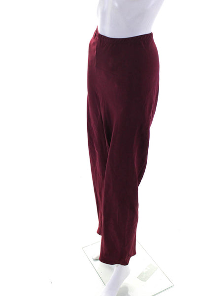 Ronaldus Shamask Womens Elastic Waist High Rise Wide Leg Pants Maroon Silk Sz 1