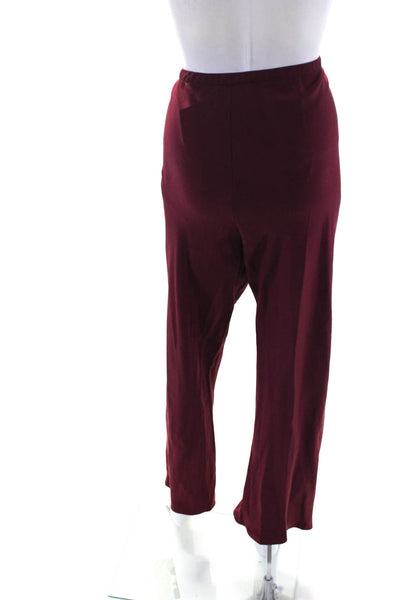 Ronaldus Shamask Womens Elastic Waist High Rise Wide Leg Pants Maroon Silk Sz 1