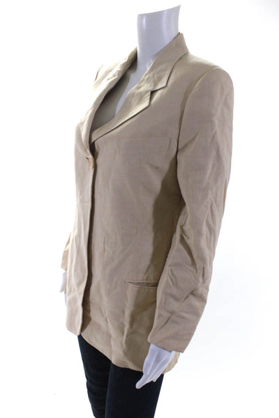 Dolce & Gabbana Womens Woven One Button Blazer Jacket Beige Cotton Size 6