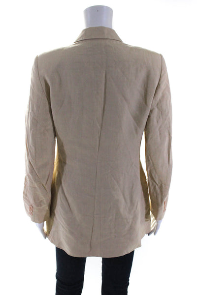 Dolce & Gabbana Womens Woven One Button Blazer Jacket Beige Cotton Size 6