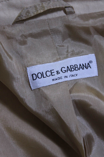 Dolce & Gabbana Womens Woven One Button Blazer Jacket Beige Cotton Size 6