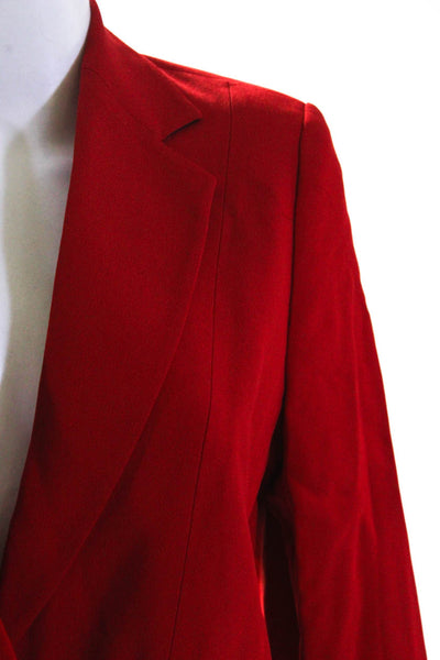 Laurel Womens Notched Collar Crepe Hook & Eye Blazer Jacket Red Size FR 36