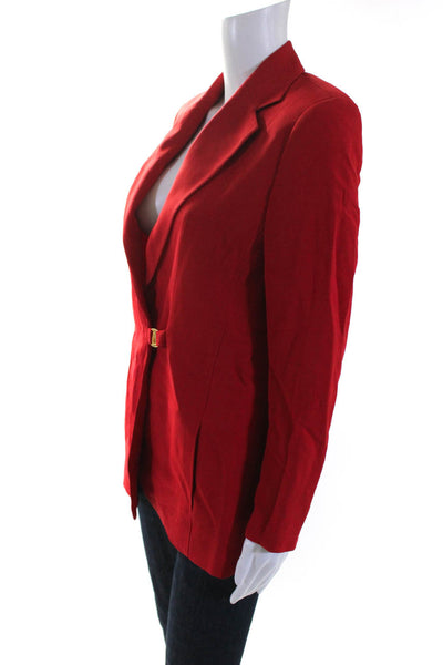 Laurel Womens Notched Collar Crepe Hook & Eye Blazer Jacket Red Size FR 36