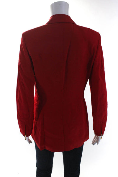 Laurel Womens Notched Collar Crepe Hook & Eye Blazer Jacket Red Size FR 36