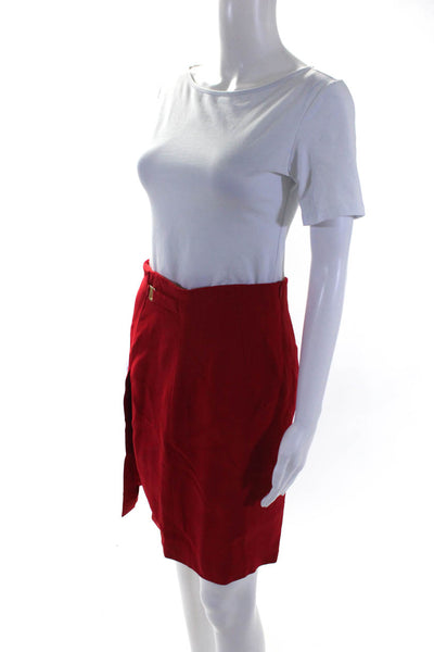 Laurel Womens Knee Length Crepe Pencil Skirt Red Size FR 38