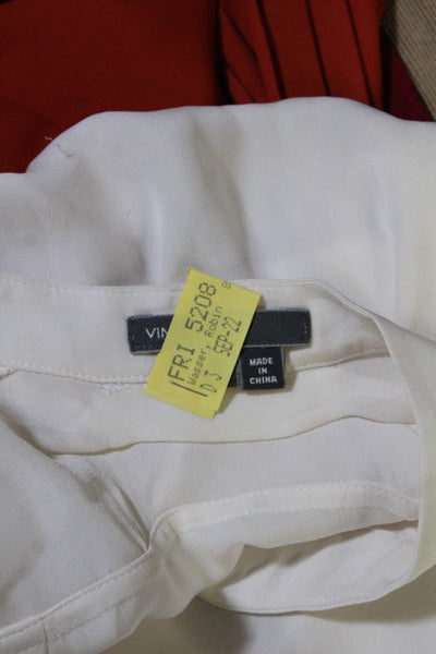 Vince Womens Silk Short Sleeves Button Closure Blouse White Size Medium