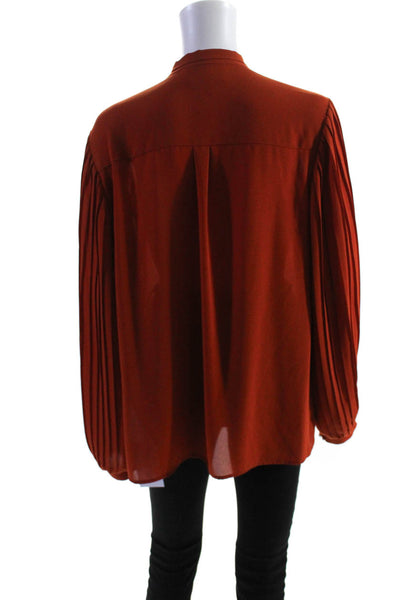 Joseph Ribkoff Womens Pleated Long Sleeves Blouse Orange Size 10