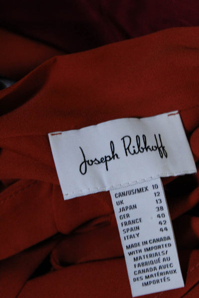 Joseph Ribkoff Womens Pleated Long Sleeves Blouse Orange Size 10
