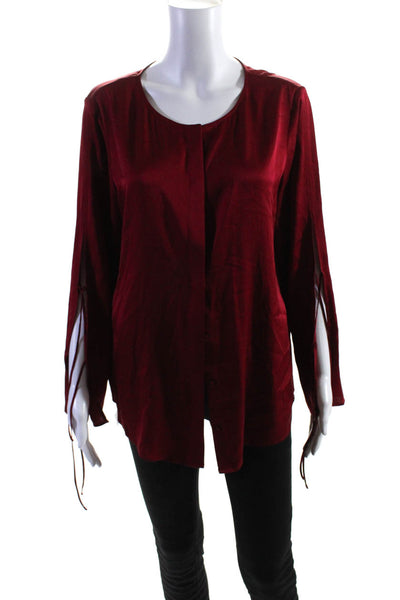 Boss Hugo Boss Womens Silk Button Down Long Sleeves Blouse Ruby Red Size 10