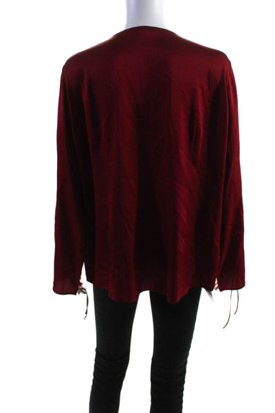 Boss Hugo Boss Womens Silk Button Down Long Sleeves Blouse Ruby Red Size 10