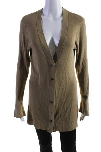 L'Agence Womens Long Sleeves Button Down Cardigan Sweater Brown Size Medium